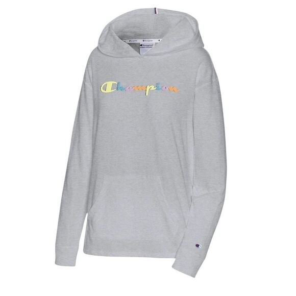 Champion Light Gray Hoodie with Colorful Logo Size Small - Picture 16 of 16